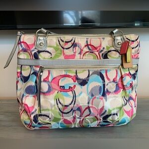 Coach bag purse Multicolor C logo shoulder bag tote designer discontinued